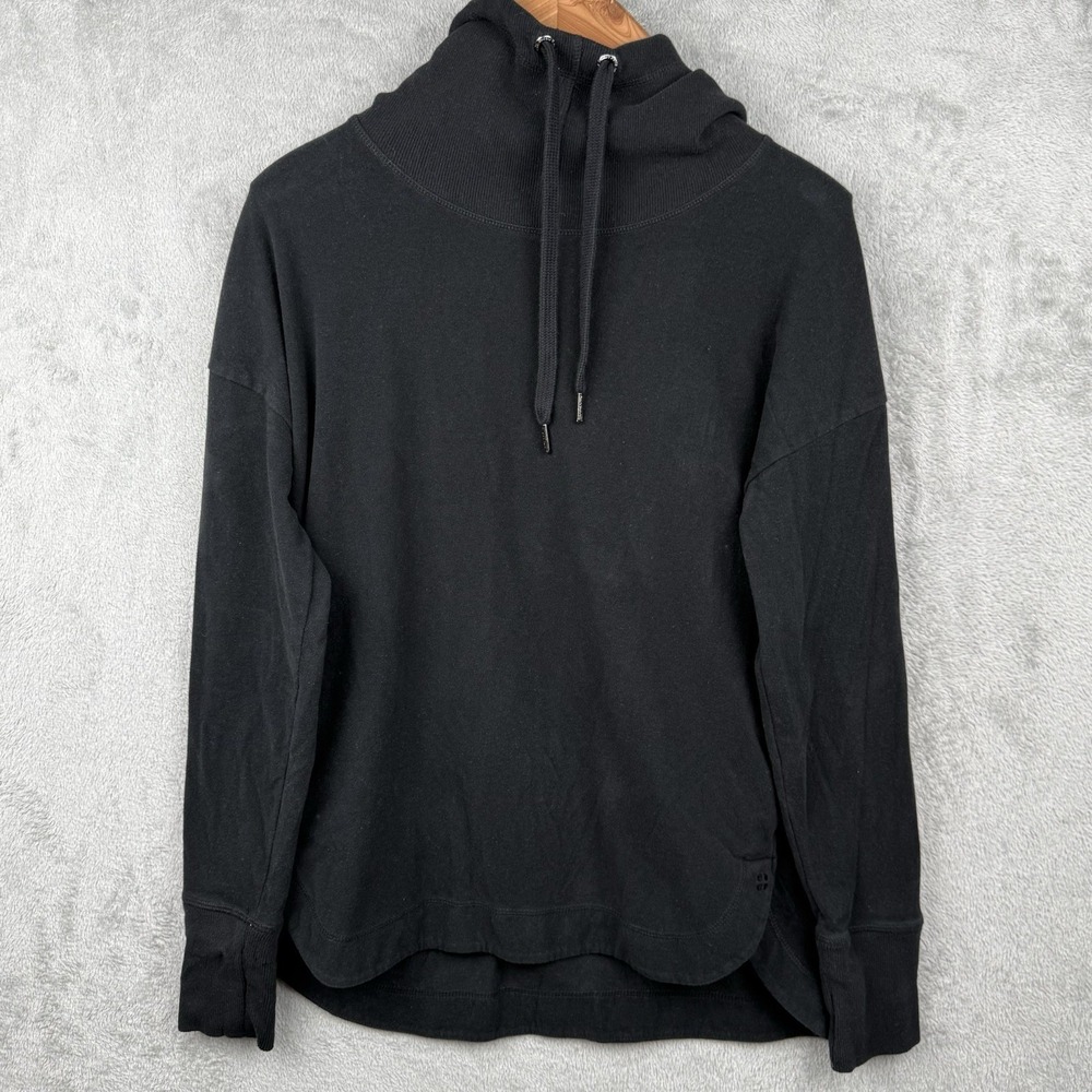 Sweaty Betty Escape Luxe Fleece Hoodie Women L Black Cotton Blend Stretch Casual